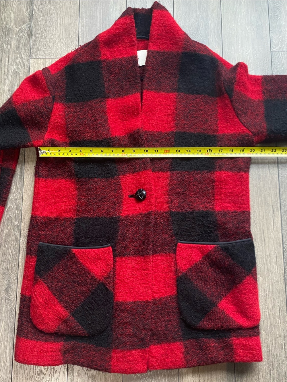 Wilfred Free Off Duty Buffalo Plaid Wool Blend Jacket Red Black Sz - Picture 6 of 10